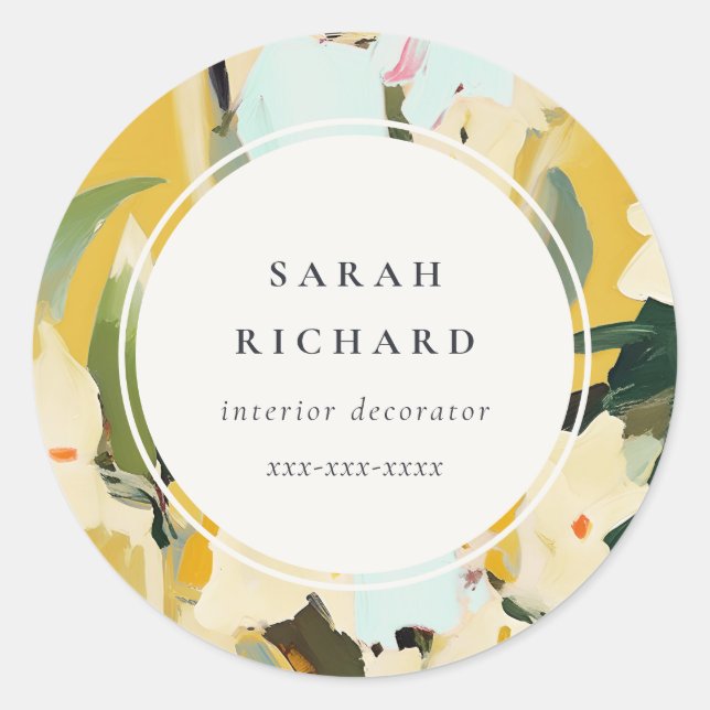 Chic Boho farbenfroh-gelb-ockerfarben gestrichen Runder Aufkleber (Vorderseite)