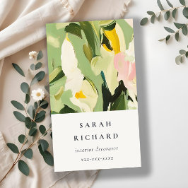 Chic Boho farbenfroh grünes, rosa gestrichen, flor Visitenkarte