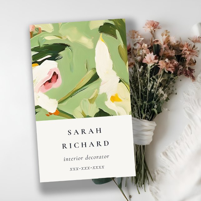Chic Boho farbenfroh grünes, rosa gestrichen, flor Visitenkarte (Von Creator hochgeladen)