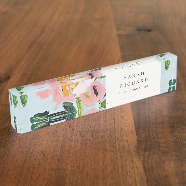 Chic Boho farbenfroh pink blau grün gestrichen Blu Namensplakette (Seite)