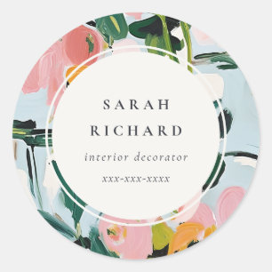 Chic Boho farbenfroh pink blau grün gestrichen Blu Runder Aufkleber