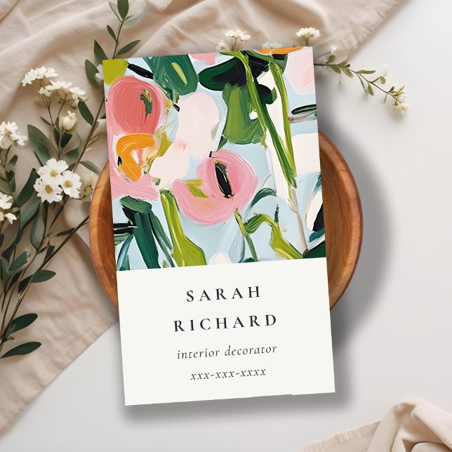 Chic Boho farbenfroh pink blau grün gestrichen Blu Visitenkarte (Von Creator hochgeladen)