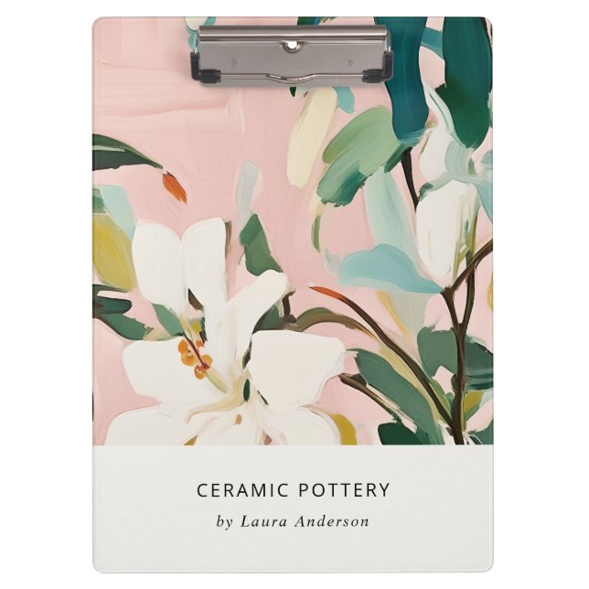 Chic Boho farbenfroh rosa Aquamarin grün gestriche Klemmbrett (Vorderseite)