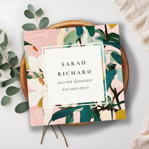 Chic Boho farbenfroh rosa Aquamarin grün gestriche Quadratische Visitenkarte