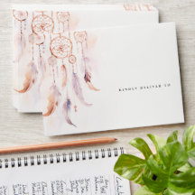 Chic Boho Feather Dreamcatcher Watercolor Wedding