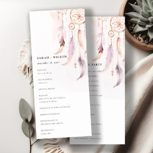 Chic Boho Feather Dreamcatcher Wedding Program Einladung