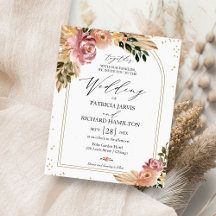Chic Boho Floral Budget Hochzeitseinladungen