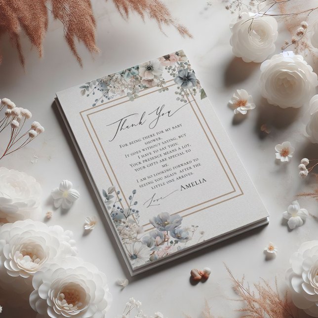 Chic Boho Floral Elegante Bohemische Babydusche Dankeskarte (Von Creator hochgeladen)