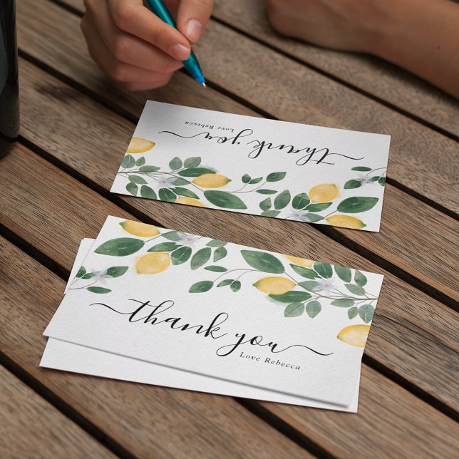 Chic Boho Lemon & Greenery Watercolor Dankeskarte (Von Creator hochgeladen)