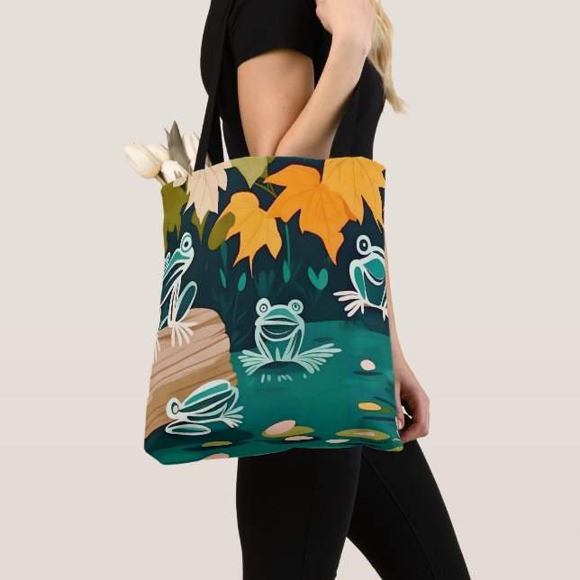 Chic boho line art abstrakte Vektorfrösche auf Tei (Von Nahem)