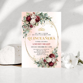 Chic Boho Marsala Flowers 15th Birthday Invitation Einladung