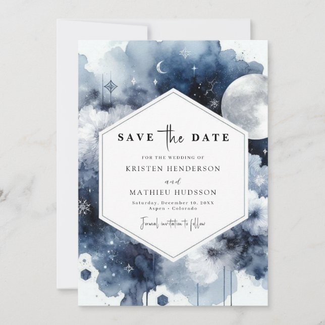 Chic Boho Moonlit Wedding Save The Date (Vorderseite)