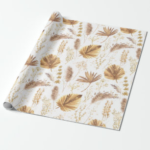 Chic Boho Pampas Grass Palm Blätter Imitate Glitze Geschenkpapier