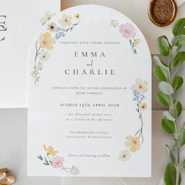 Chic Boho Pastel Wildblumen Frühjahrssommer Hochze Einladung