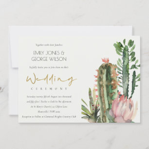 CHIC BOHO PINK FLORAL CACTI FOLIAGE WEDD EINLADUNG