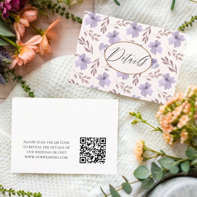 Chic Boho QR Code Wedding Details Begleitkarte (Von Creator hochgeladen)