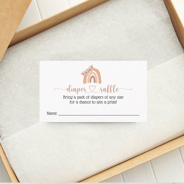 Chic Boho Rainbow Diaper Raffle Baby Duschkarte Visitenkarte (Von Creator hochgeladen)