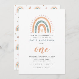 Chic Boho Rainbow Pastel Erster Geburtstag Einladung