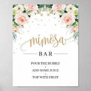 Chic Boho rot Rosa Mimosa Bar Poster