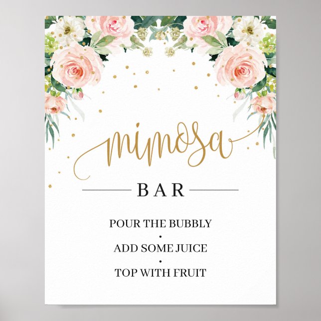 Chic Boho rot Rosa Mimosa Bar Poster (Vorne)