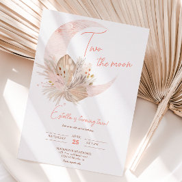 Chic boho rustikale Pampas Blumenmoon 2. Geburtsta Einladung