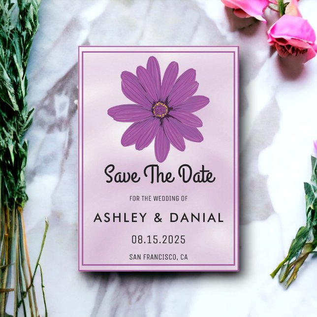 Chic boho staubige Rose BlumenWedding Save the Dat Einladung (Von Creator hochgeladen)