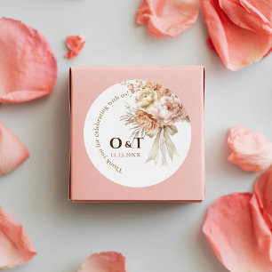 Chic Boho Stil Hochzeit Vielen Dank, dass Sie Stic Runder Aufkleber