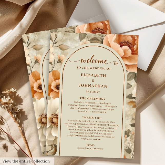 Chic Boho Terrakotta Beige Salbei Blumen Programm (Chic Boho Terracotta Beige Sage Floral Program)