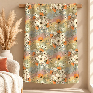 Chic Boho Terrakotta-Sage-Wildblumen-Decke Sherpadecke