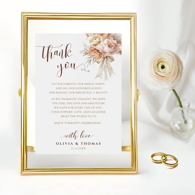 Chic Boho Wedding danke Ihnen Empfang Table Card (Von Creator hochgeladen)