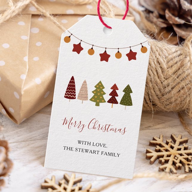 Chic Boho Weihnachtsbaum Moderner Urlaub Geschenkanhänger (Von Creator hochgeladen)