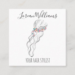 Chic boho Wildblume Hochzeitshaar Stylist Quadratische Visitenkarte