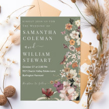 Chic Boho Wildblume Rustic Sage Green Wedding