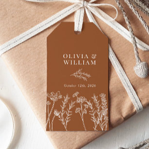 Chic Boho Wildblume Terracotta Gastgeschenk Hochze Geschenkanhänger