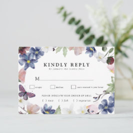 Chic Boho Wildblume Wedding RSVP Card Karte