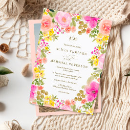 Chic Boho Wildblumen Garten Foto Hochzeit Einladung