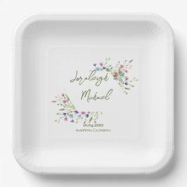 Chic Boho Wildblumen Wedding Pappteller