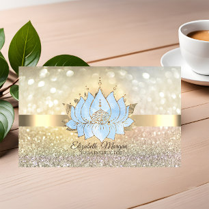 Chic Bokeh Gold, Blue Lotus Yoga Instructor Visitenkarte