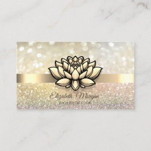 Chic Bokeh Gold, Lotus  Yogalehrerin Visitenkarte