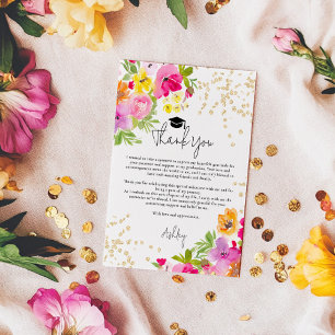 Chic Bold Boho Glitzer Watercolor Abschluss Dankeskarte