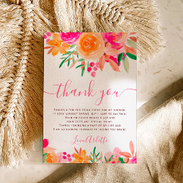 Chic Bold fall floral watercolor bridal shower Dankeskarte