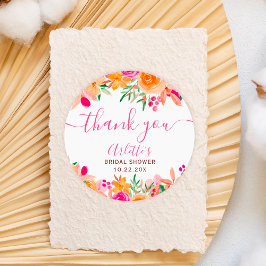 Chic Bold fall floral watercolor bridal shower Runder Aufkleber