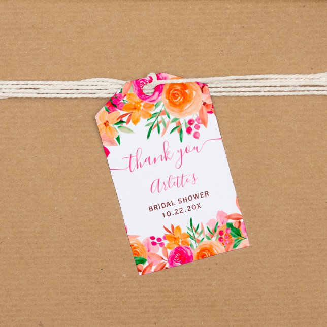Chic Bold Fall florfarbenes Brautparty Geschenkanhänger (Chic Bold fall floral watercolor bridal shower Gift Tags)