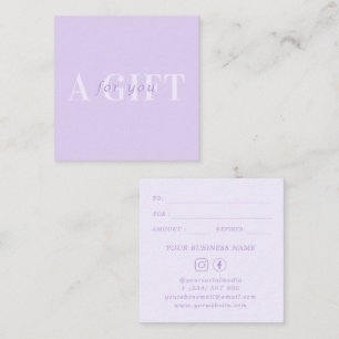 Chic Bold Lilac Lavender Geschenkgutschein Rabattkarte