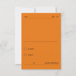 Chic Bold Minimalistische Orange Hochzeit RSVP Karte