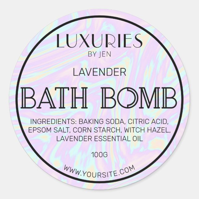 Chic Bold Modern Holographic Bath Bomb Wellness-Ce Runder Aufkleber (Vorderseite)