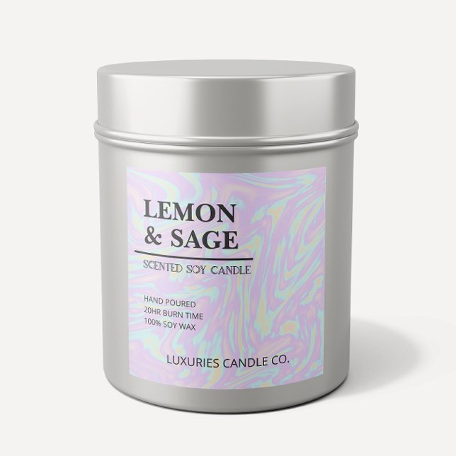 Chic Bold Modern Holographic Soy Candle Label Quadratischer Aufkleber (Von Creator hochgeladen)