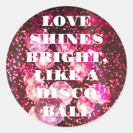 Chic Bold Pink Glitzer Retro Disco Balls Danke Runder Aufkleber