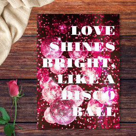 Chic Bold Pink Glitzer Retro Disco Balls Hochzeit Einladung