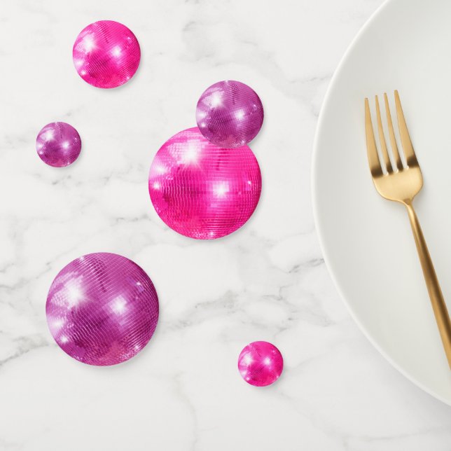 Chic Bold Pink Glitzer Retro Disco Balls Hochzeit Konfetti (Gruppe)